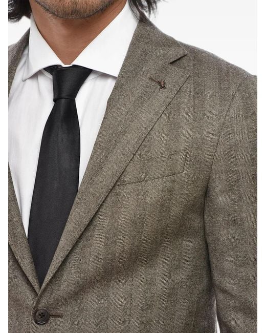 Corneliani Gray Herringbone Single-Breasted Blazer for men
