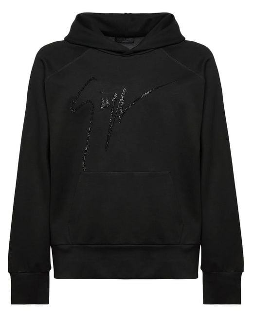 Giuseppe Zanotti Black Lr-21 Crystal-Embellished Logo Hoodie for men
