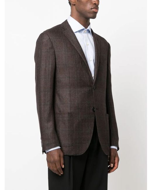 Corneliani Black Check-Pattern Cashmere Blazer for men