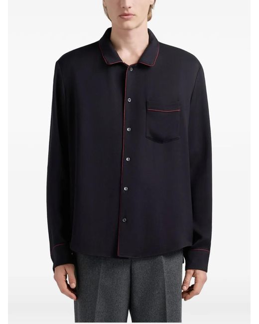 Bally Blue Twill Chest-Pocket Shirt for men