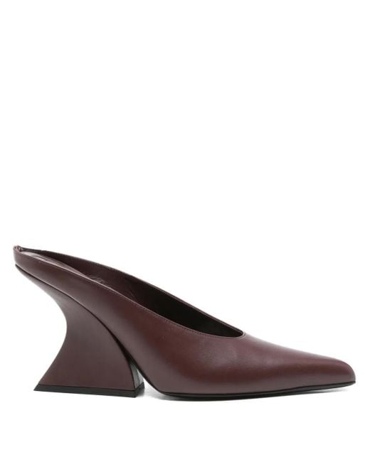 Mugler Brown Spitze Mules mit Design-Absatz 100mm