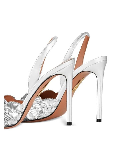 Aquazzura White Ce Soir Crystal-Embellished Heeled Sandals