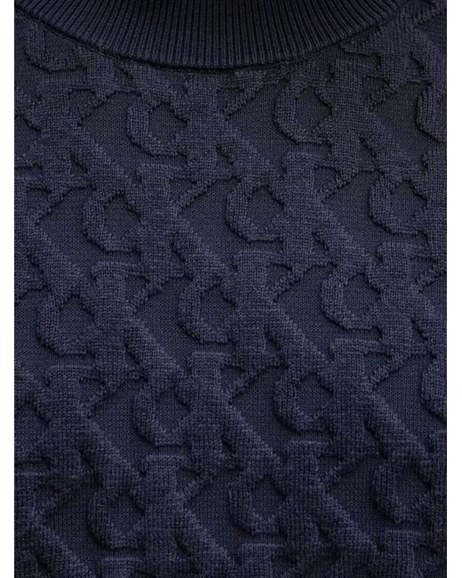 Calvin Klein Blue Monogram-Pattern Sweater for men