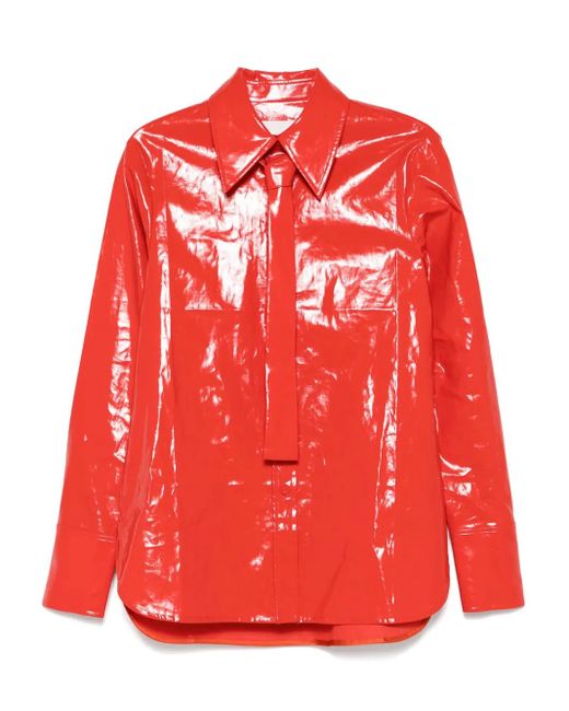 Jil Sander Red Tie-Detail Shirt