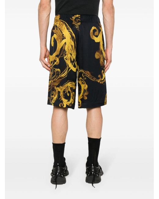 Versace Black Watercolour Couture Shorts for men