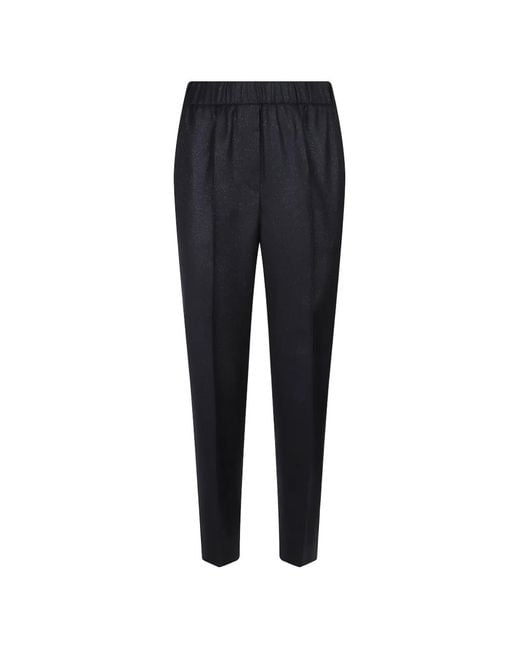 Peserico Blue Bead-Embellished Elasticated-Waist Trousers
