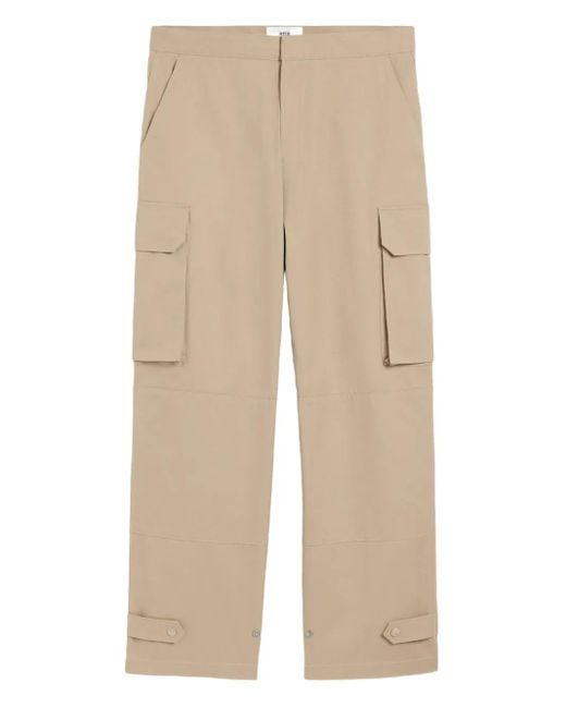 AMI Katoenen Gabardine Cargo Broek in het Natural voor heren
