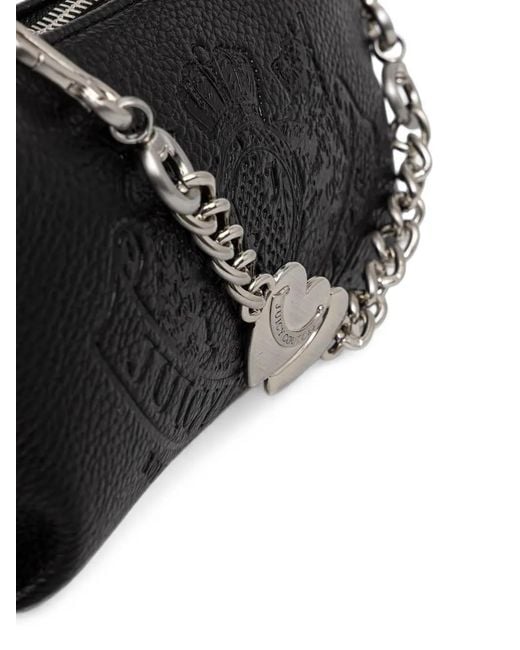 Juicy Couture Black Logo-Embossed Heart-Pendant Shoulder Bag