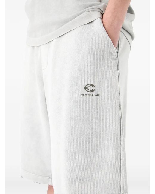 CAMPERLAB White Frayed Track Shorts