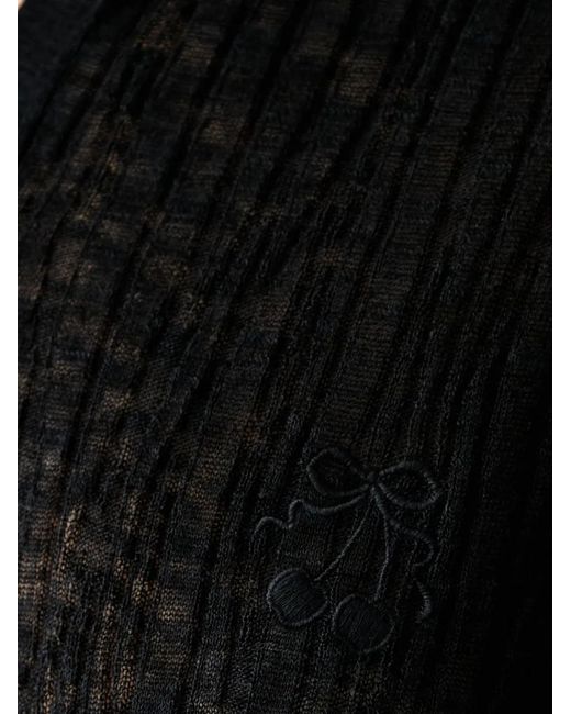 Miss Sixty Black Ribbed Embroidered Cardigan