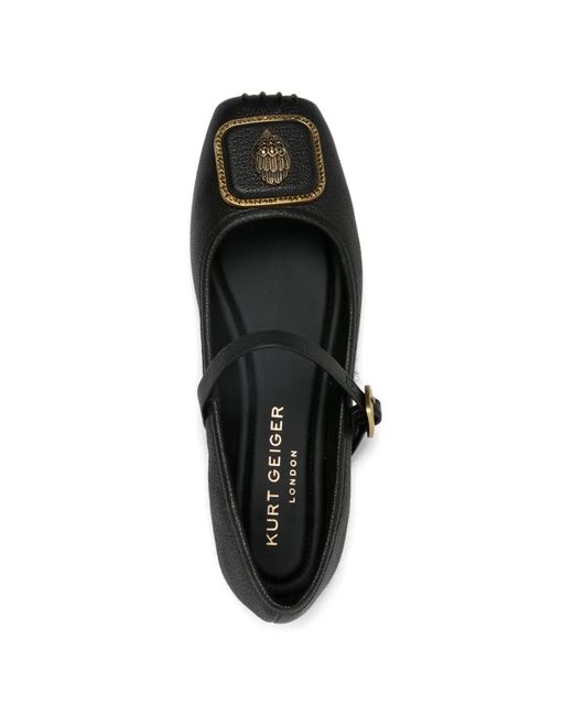 Kurt Geiger Black Buckle-Strap Ballet Flats