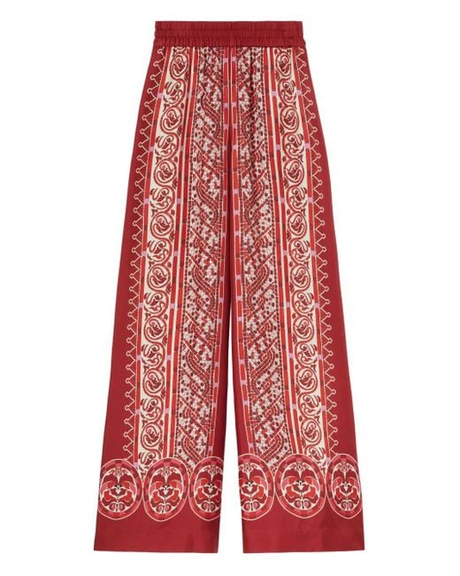 LaDoubleJ Red Silk Palazzo Pants