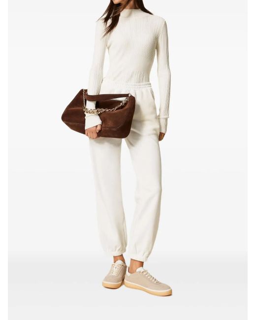 Twinset White Knit Fleece Joggers