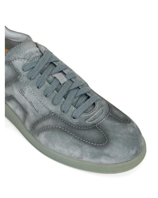 Santoni Green Oly Suede Lace-up Sneakers for men
