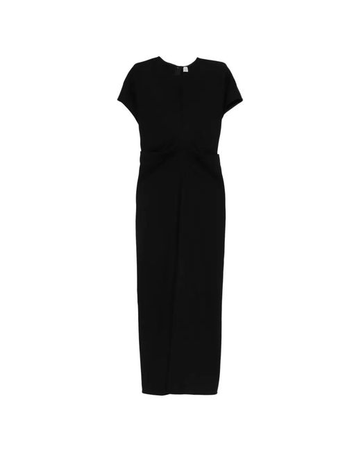 Totême Black Short-Sleeve Midi Dress