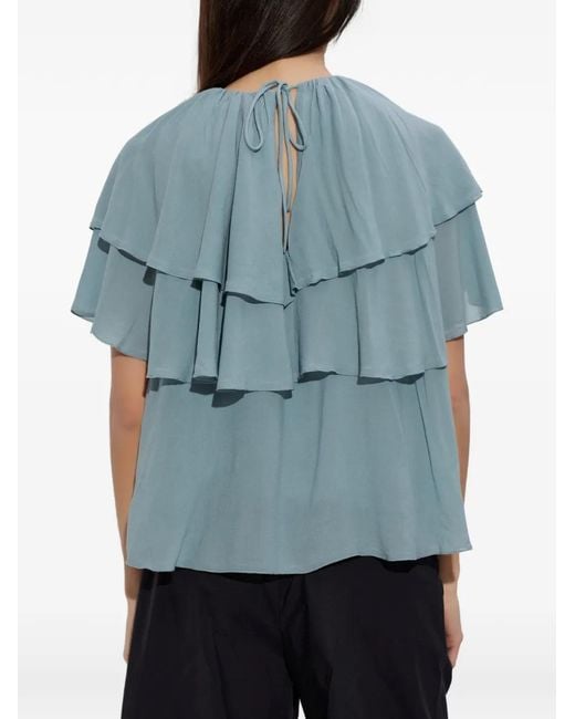 By Malene Birger Blue Nina Ruffled Blouse