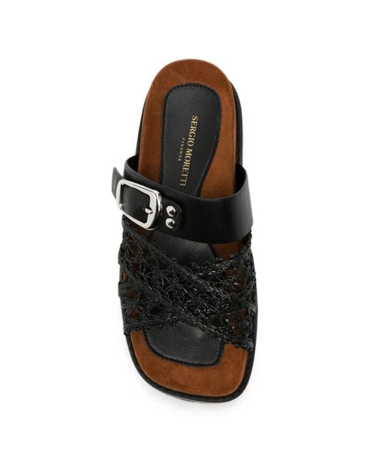 SERGIO MORETTI FIRENZE Black Buckle-Fastening Sandals