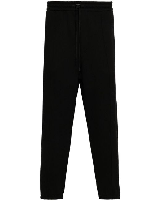 Emporio Armani Black Logo-embroidered Jersey Trousers for men