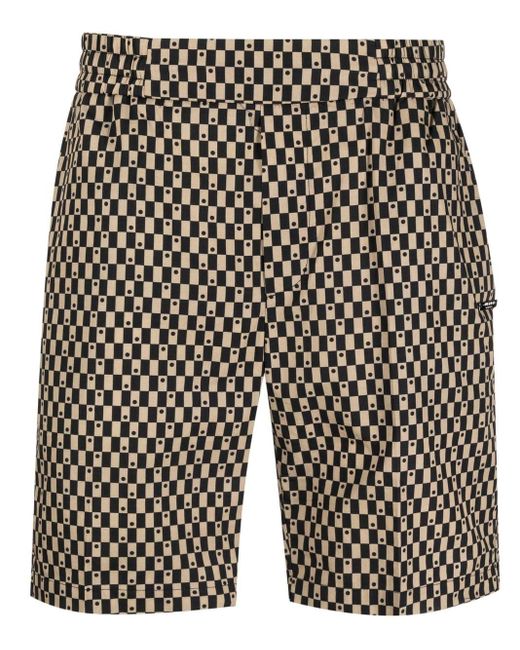 CoSTUME NATIONAL Black Logo-plaque Checked Dotted Shorts for men