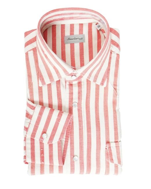 Sartorio Napoli Pink Chemise Rayée À Fronces for men