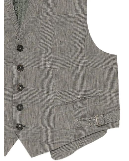 Ziggy Chen Gray Checked Waistcoat for men