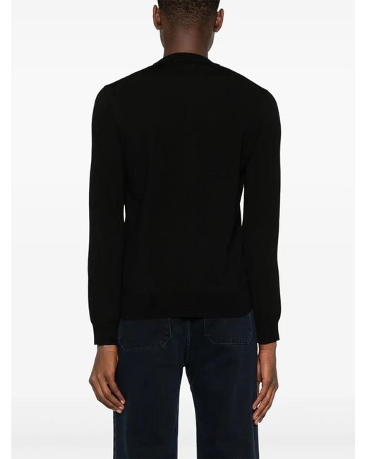 Lacoste Black Crocodile-Patch Sweater for men