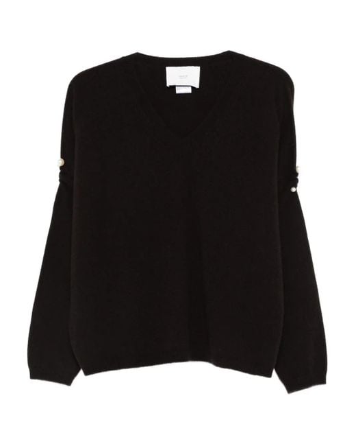 Vanisé Black Pullover mit Perlenverzierung