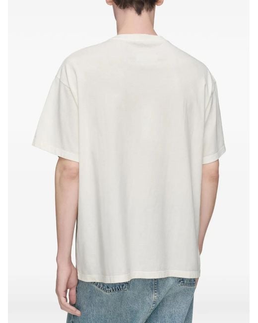 Maison Margiela White Floral Mm-Embroidered Cotton T-Shirt for men