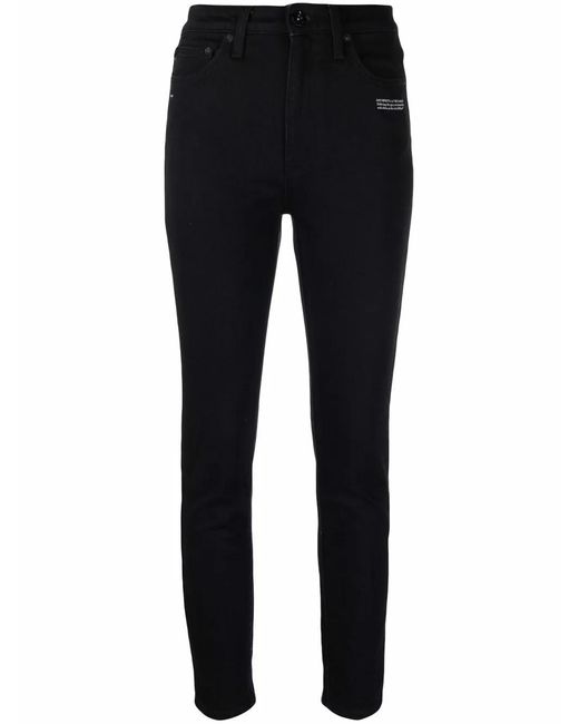 Off-White c/o Virgil Abloh Black Slogan Logo-Print Skinny Jeans