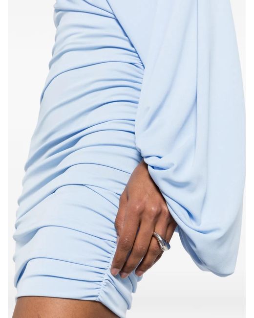 ANDAMANE Blue One-Shoulder Ruched Mini Dress