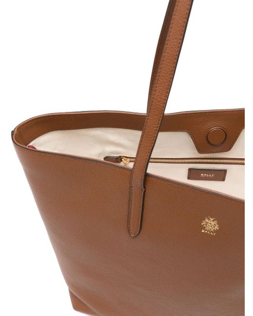 Bally Leren Shopper Met Logo in het Brown
