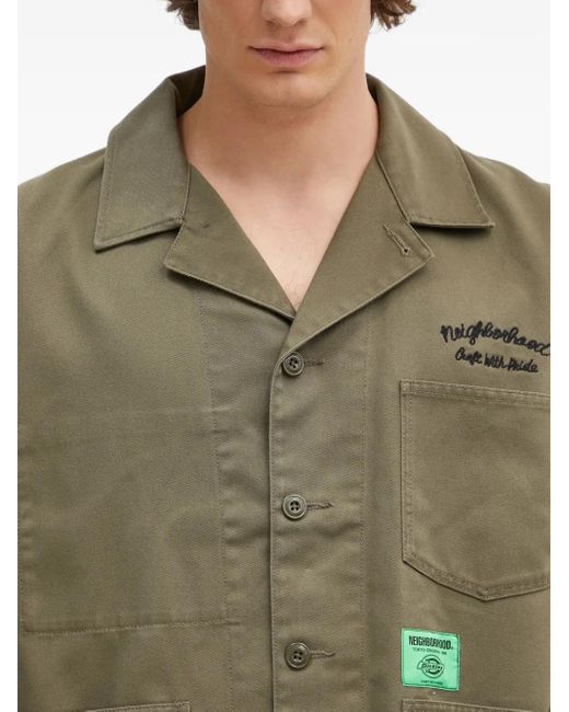 Chaqueta con logo bordado y bolsillo de parche Neighborhood de hombre de color Green