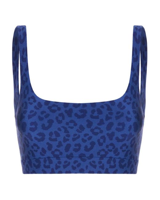 Monfusò Blue Fuso' Maculato Leopard-Print Square-Neck Top