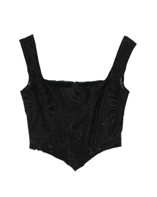 GIUSEPPE DI MORABITO Black Embroidered Corset Top