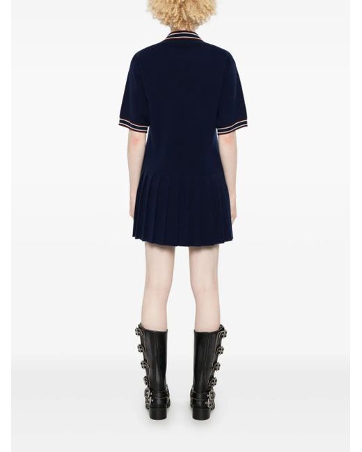 Miu Miu Blue Logo-Patch Mini Dress