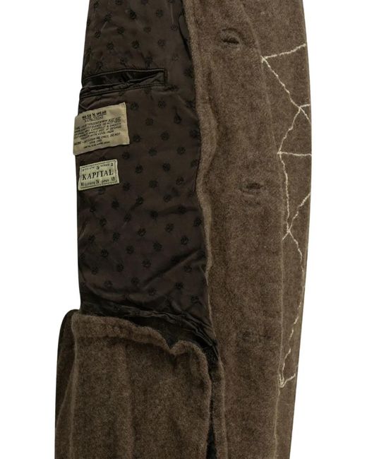 Kapital Brown Embroidered Collarless Jacket for men