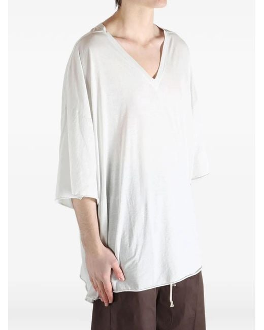 Rick Owens White Tommy V-Neck Short-Sleeve T-Shirt for men
