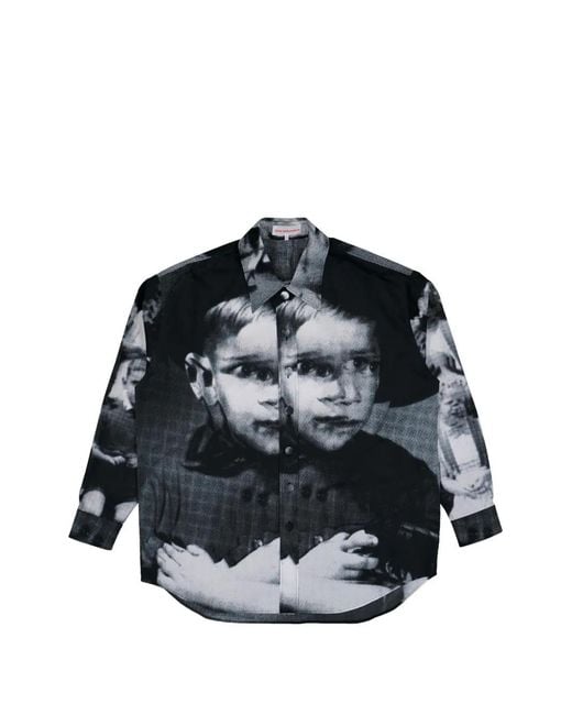 Walter Van Beirendonck Black Chemise À Motif Géométrique for men