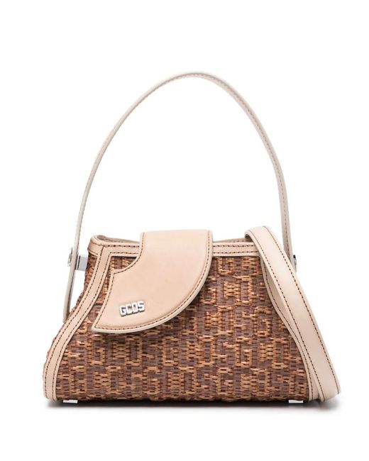 Gcds Natural Small Comma Woven-Raffia Bag