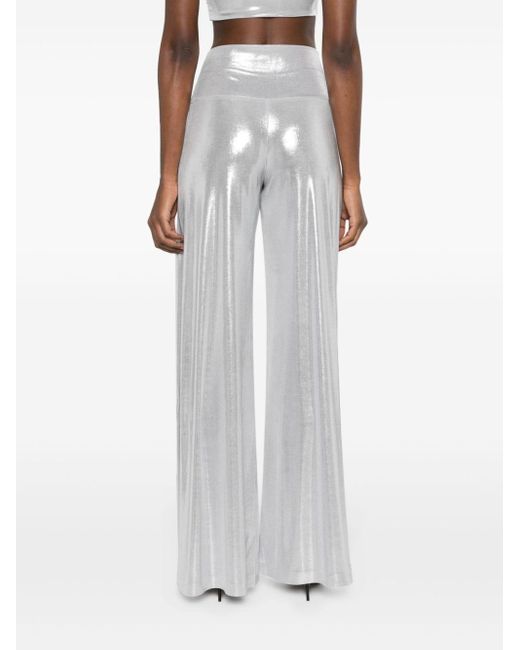 Pantalon évasé à effet métallisé Norma Kamali en coloris White