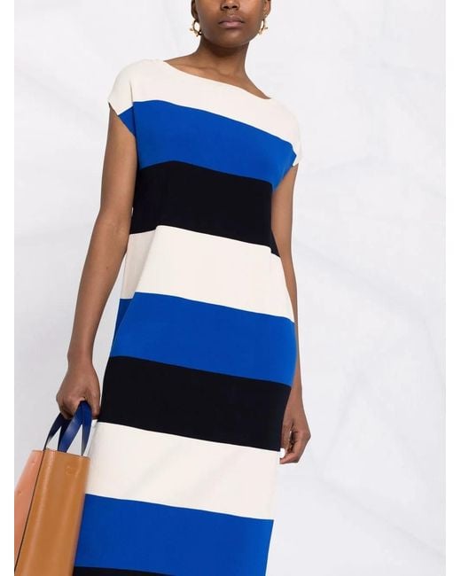 Woolrich Blue Midi-Length Striped Dress