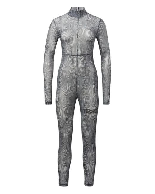 Reebok Gray X Cardi B Abstract-Print Jumpsuit