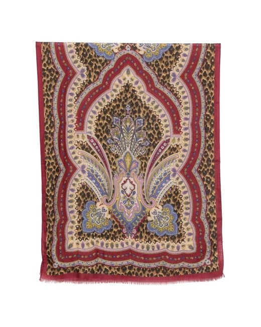 Etro Red Paisley-Print Scarf