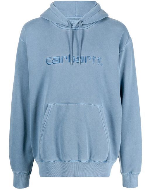 Carhartt Blue Embroidered-Logo Hoodie for men