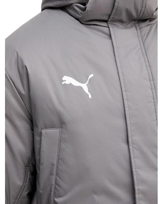PUMA Gray Logo-Detail Hooded Jacket for men