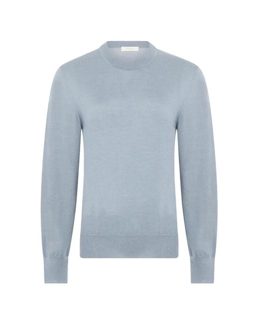 Slowear Blue Fine-Knit Crew-Neck Sweater