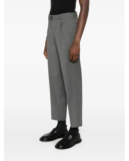 Amaranto Gray Pleated-Front Trousers for men