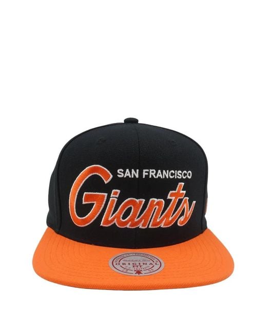 Mitchell & Ness Black X Giants Embroidered-Script Baseball Cap for men