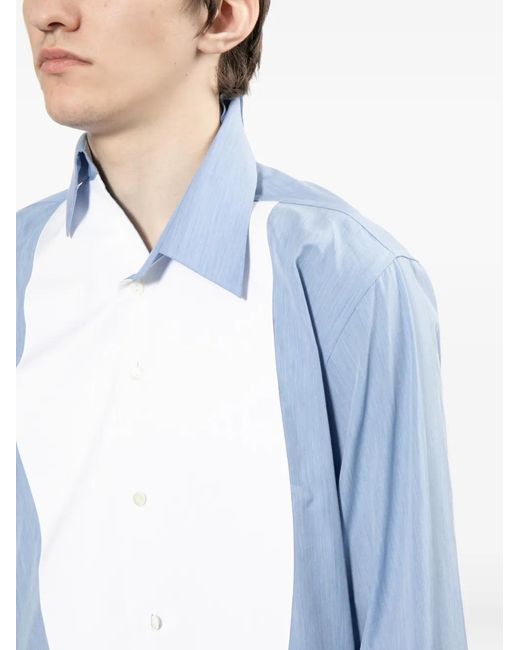 Junya Watanabe Overhemd Met Colourblocking in het Blue voor heren