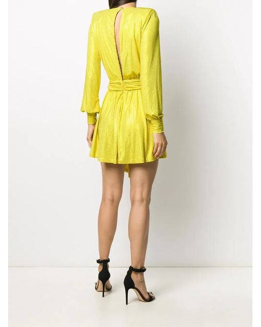 Philipp Plein Yellow Aphrodite Crystal Mini Dress